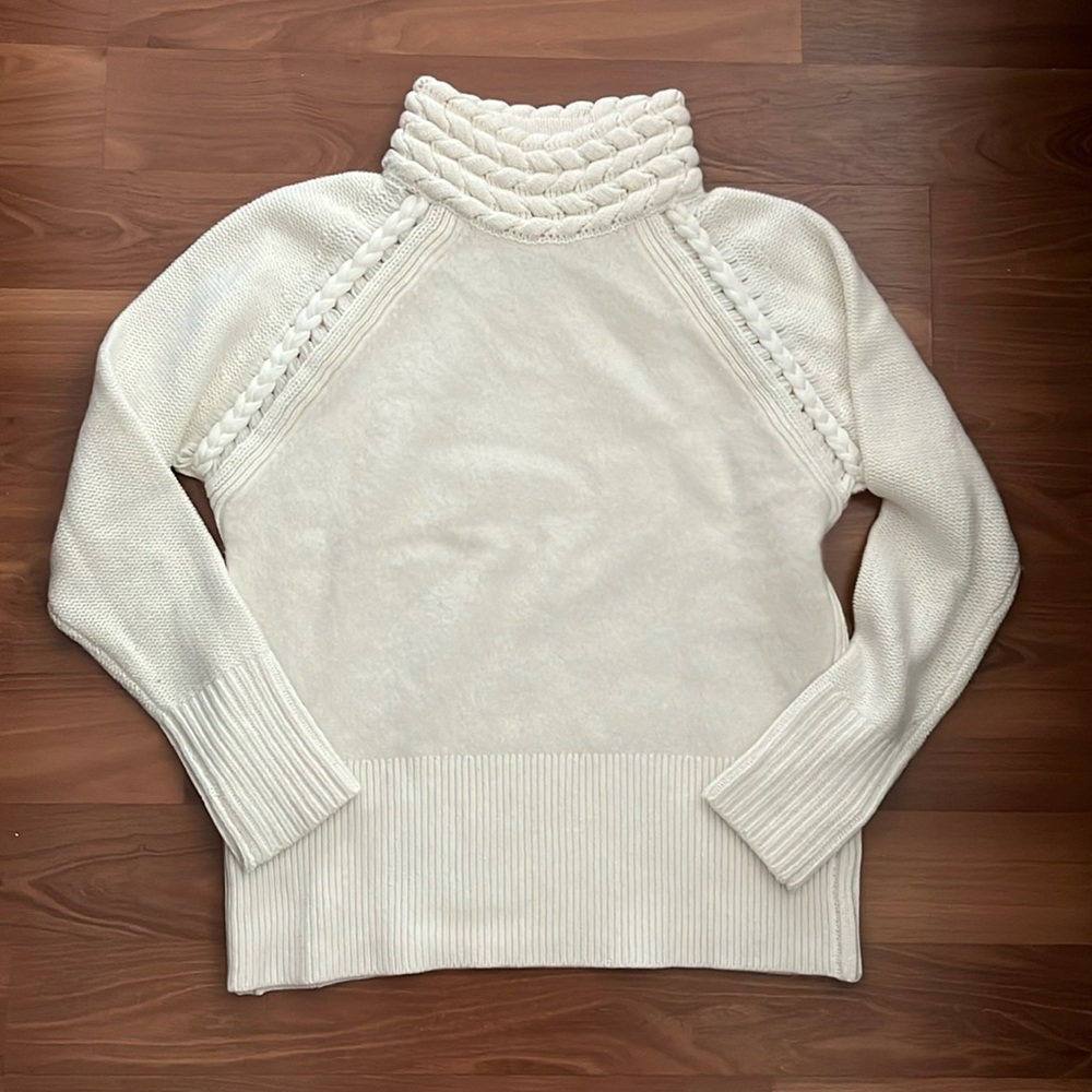 Club Monaco cream cashmere blend turtle neck sweater